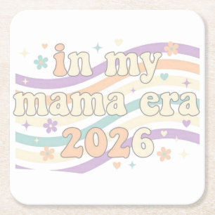Porta-copo De Papel Quadrado Retro Na Minha Era de Mãe 2026 Pastel Groovy Mater