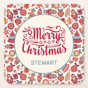 Porta-copo De Papel Quadrado Retro Natal