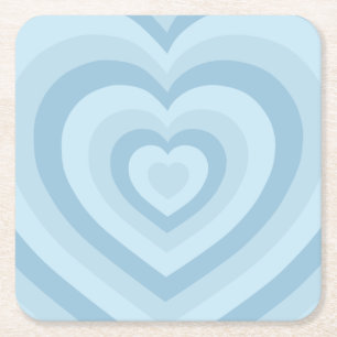 Porta-copo De Papel Quadrado Retro Vintage Hearts Baby Blue