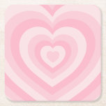 Porta-copo De Papel Quadrado Retro Vintage Hearts Baby Pink<br><div class="desc">Corações de Amor - Padrão cardíaco hipnótico - Design de Imagem Retroativa em Rosa Bebê.</div>