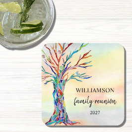 Porta-copo De Papel Quadrado Reunião da Família Árvore da Família