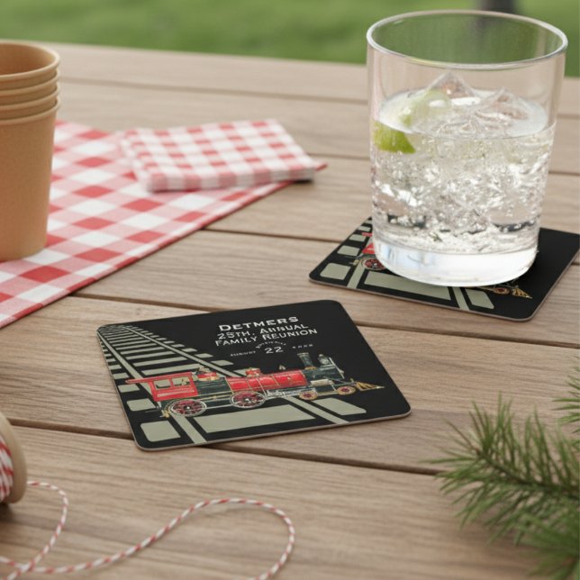 Porta-copo De Papel Quadrado Reunião da família Red Train (Criador carregado)