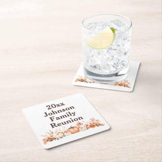 Porta-copo De Papel Quadrado Reunião Familiar outono Ação de Graças Convite (Insitu)