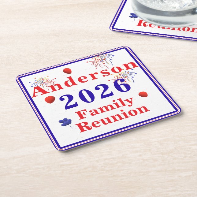 Porta-copo De Papel Quadrado Reunião Familiar Patriótica (Inclinado)