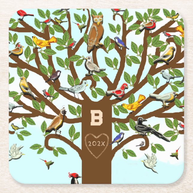 Porta-copo De Papel Quadrado Reunião Personalizada da Família (Frente)