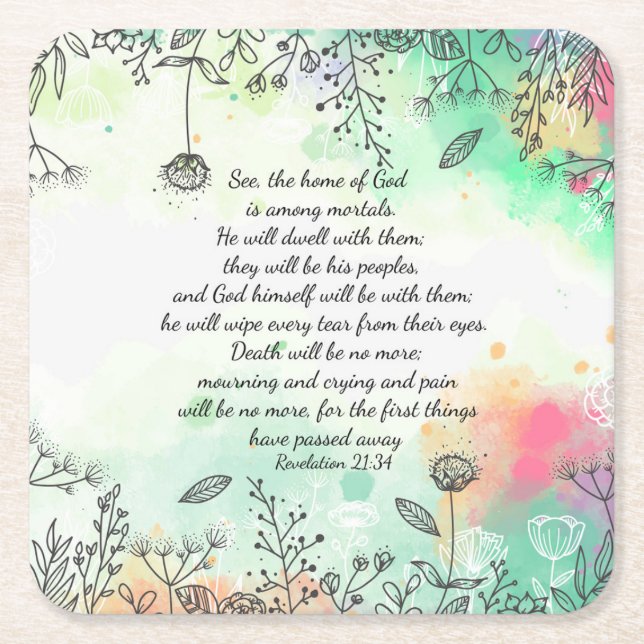 Porta-copo De Papel Quadrado Revelação 21:34 (Frente)