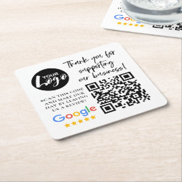 Porta-copo De Papel Quadrado Revisões do Google Obrigado Logotipo Código QR