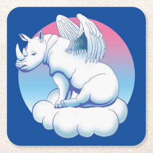 Porta-copo De Papel Quadrado Rhino Angel - Rinoceronte: Consciência de Conserv