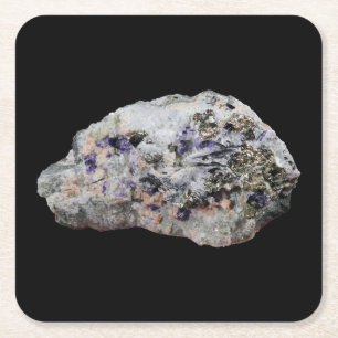 Porta-copo De Papel Quadrado Rhodochrosite Pirita Fluorita Turmalina Arte