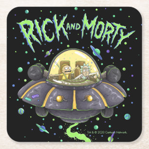 Porta-copo De Papel Quadrado RICK E MORTY™ Gráfico de voo espacial ilustrado