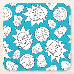 Porta-copo De Papel Quadrado RICK E MORTY™  Padrão de Cabeça da Família Sm