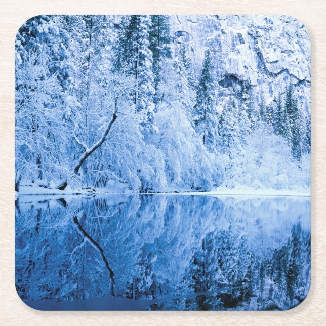 Porta-copo De Papel Quadrado Rio Merced| Parque Nacional Yosemite, CA (Frente)