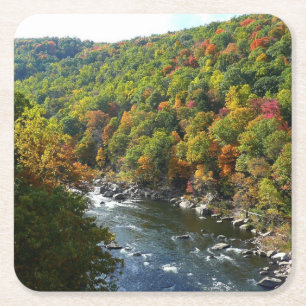 Porta-copo De Papel Quadrado Rio Ohiopyle no Outono II Pensilvânia Outono