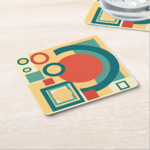 Porta-copo De Papel Quadrado Risógrafo geométrico de retrô-safra, risoprint