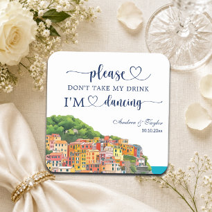 Porta-copo De Papel Quadrado Riviera Italiana Não Leve Meu Drink Casamento