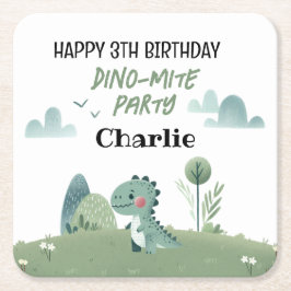 Porta-copo De Papel Quadrado Roarsome Dino Birthday 