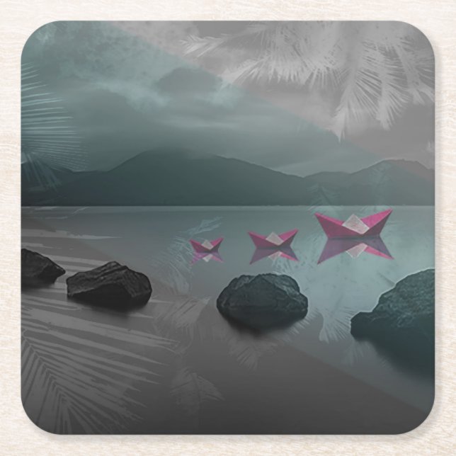 Porta-copo De Papel Quadrado Rochas (Frente)