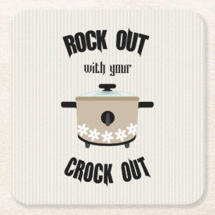 Porta-copo De Papel Quadrado Rock Out com seu Crock Out Bege Taupe