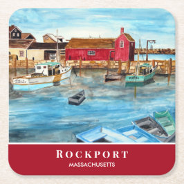 Porta-copo De Papel Quadrado Rockport Harbor Massachusetts New England EUA