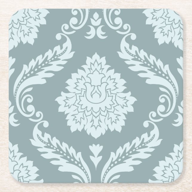 Porta-copo De Papel Quadrado Rococo Damask Lg Pattern Duck Egg Blue+Teal (Frente)