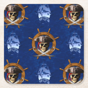 Porta-copo De Papel Quadrado Roda de Pirata Jolly Roger