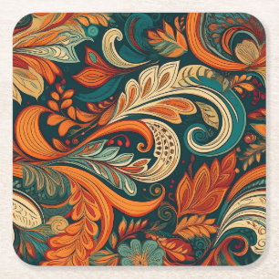 Porta-copo De Papel Quadrado Rodela de Paisley