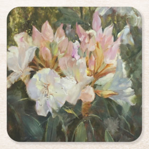 Porta-copo De Papel Quadrado Rododendrons brancos e cor-de-rosa e cor-de-rosa
