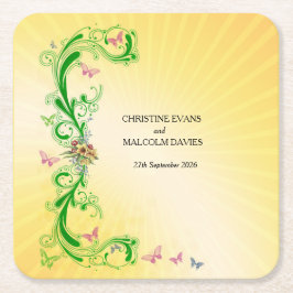 Porta-copo De Papel Quadrado Rolamentos e Borboletas