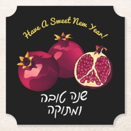 Porta-copo De Papel Quadrado Romã Shanah Tovah Personalizada