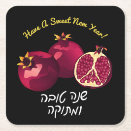 Porta-copo De Papel Quadrado Romã Shanah Tovah Personalizada