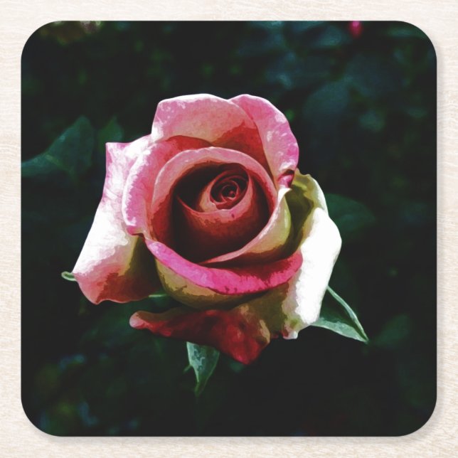 Porta-copo De Papel Quadrado rosa (Frente)