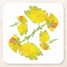 Porta-copo De Papel Quadrado Rosa Amarela.