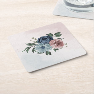 Porta-copo De Papel Quadrado rosa azul marinho verde floral