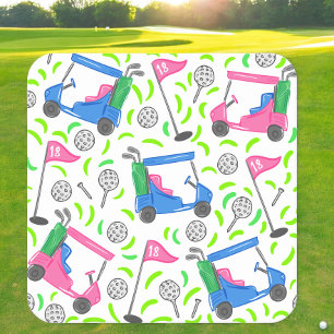 Porta-copo De Papel Quadrado Rosa Azul Verde Golfe Préppy