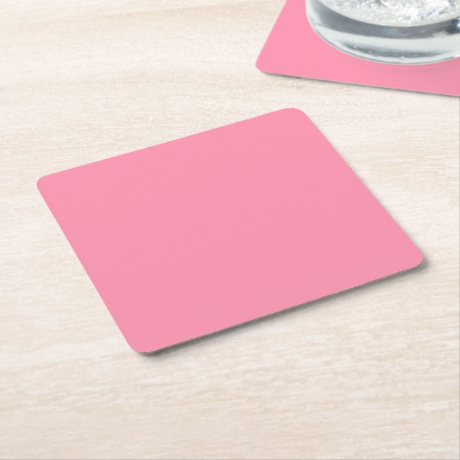 Porta-copo De Papel Quadrado Rosa Baker-Miller (cor sólida) (Inclinado)