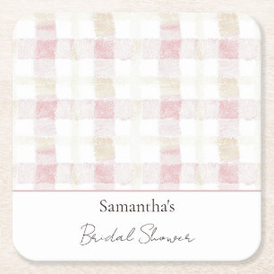 Porta-copo De Papel Quadrado Rosa Bege Branco Xadrez Listras Chuva de Noiva