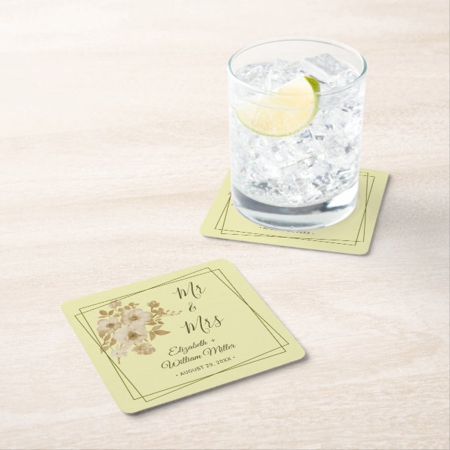 Porta-copo De Papel Quadrado Rosa - Casamento Amarelo Celestial (Insitu)