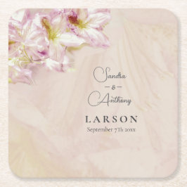 Porta-copo De Papel Quadrado Rosa Dourado Azalea Wedding