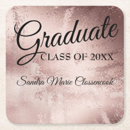 Porta-copo De Papel Quadrado Rosa dourado elegante tipografia chic formatura