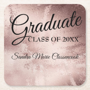 Porta-copo De Papel Quadrado Rosa dourado elegante tipografia chic formatura