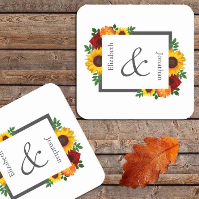 Porta-copo De Papel Quadrado Rosa Floral Sunset (Criador carregado)