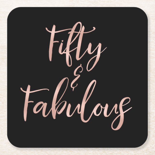 Porta-copo De Papel Quadrado Rosa Gold Foil 50 e Fabuloso (Frente)