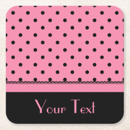 Porta-copo De Papel Quadrado Rosa quente das bolinhas conhecidas do preto da