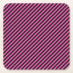 Porta-copo De Papel Quadrado Rosa Quente e Preto Diagonal Strike
