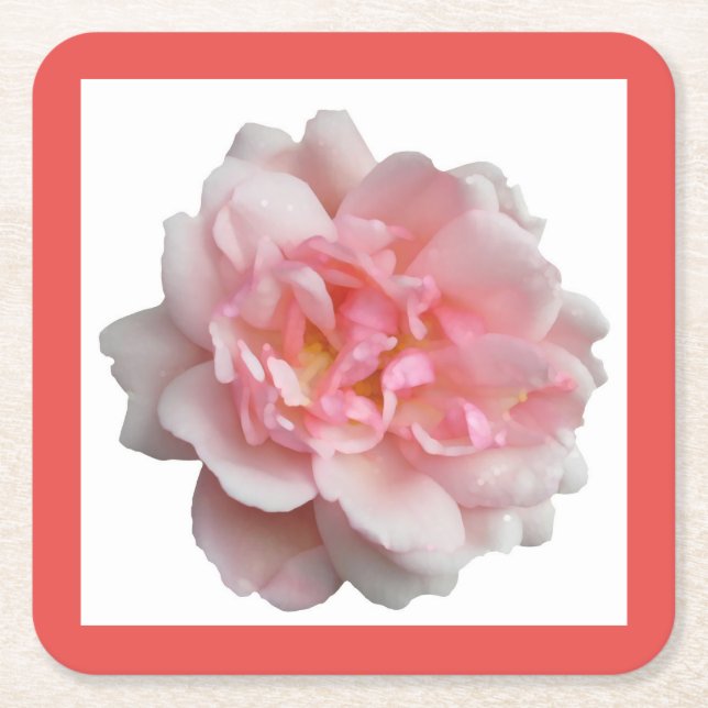 Porta-copo De Papel Quadrado Rosa Rosa Rosa (Frente)