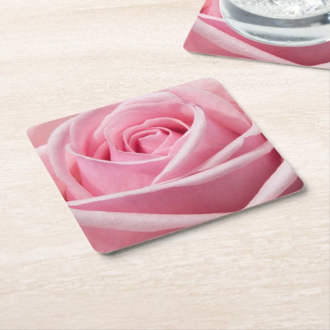 Porta-copo De Papel Quadrado Rosa Rosa Rosa Maciça (Inclinado)