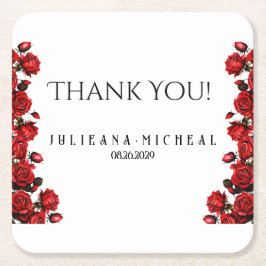 Porta-copo De Papel Quadrado Rosa vermelha