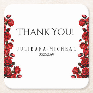 Porta-copo De Papel Quadrado Rosa vermelha