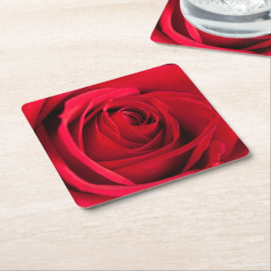 Porta-copo De Papel Quadrado Rosa vermelha