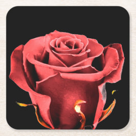 Porta-copo De Papel Quadrado Rosa vermelha